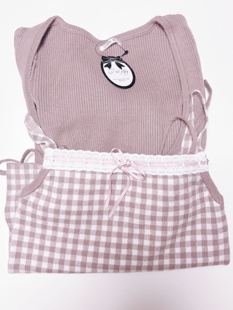 Pal elfy パルエルフィー ハシゴレースアンサンブルニット ピンク