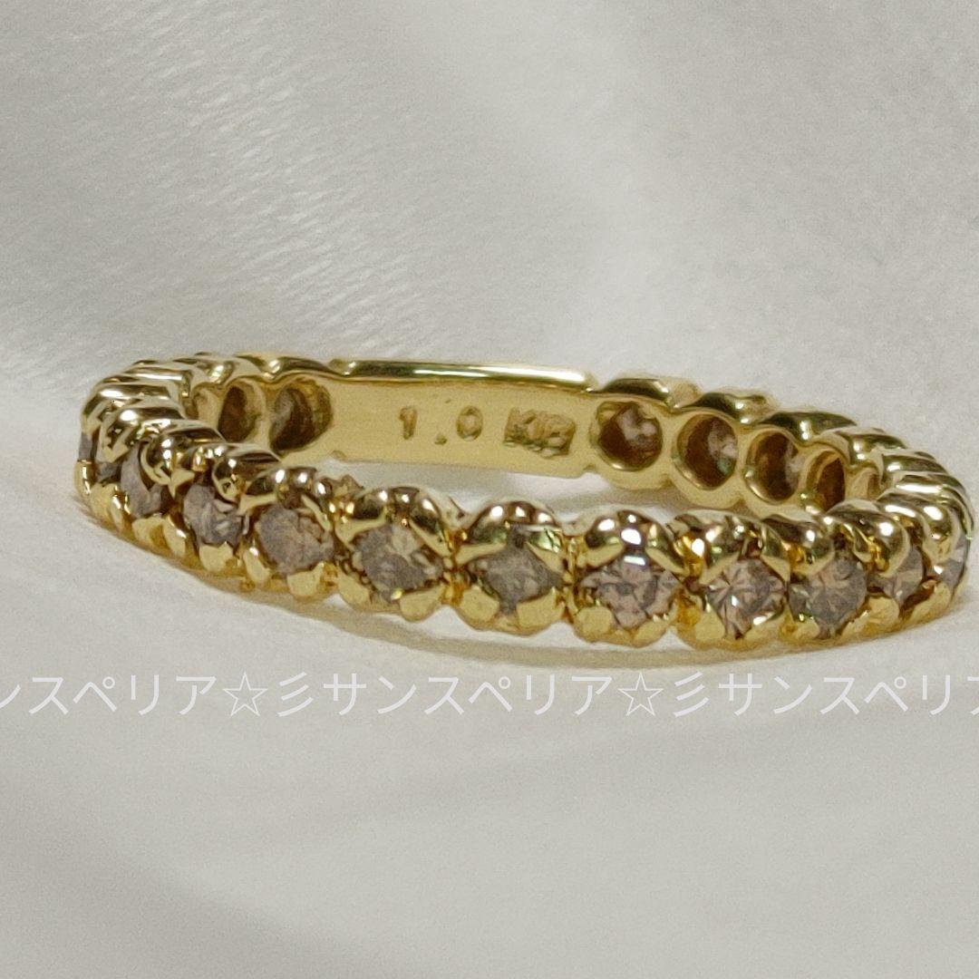 K18 フルエタニティー 1ctライトブラウンダイヤリング