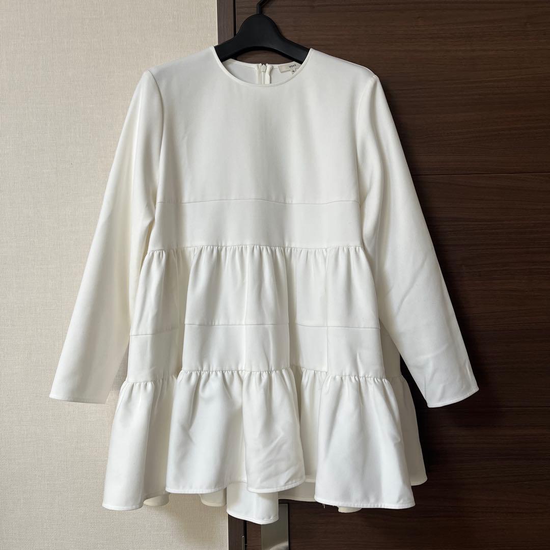 yori マットダブルクロスティアードブラウス 38 ホワイト yori / ヨリ | マット ダブルクロス ティアード ブラウス カットソー