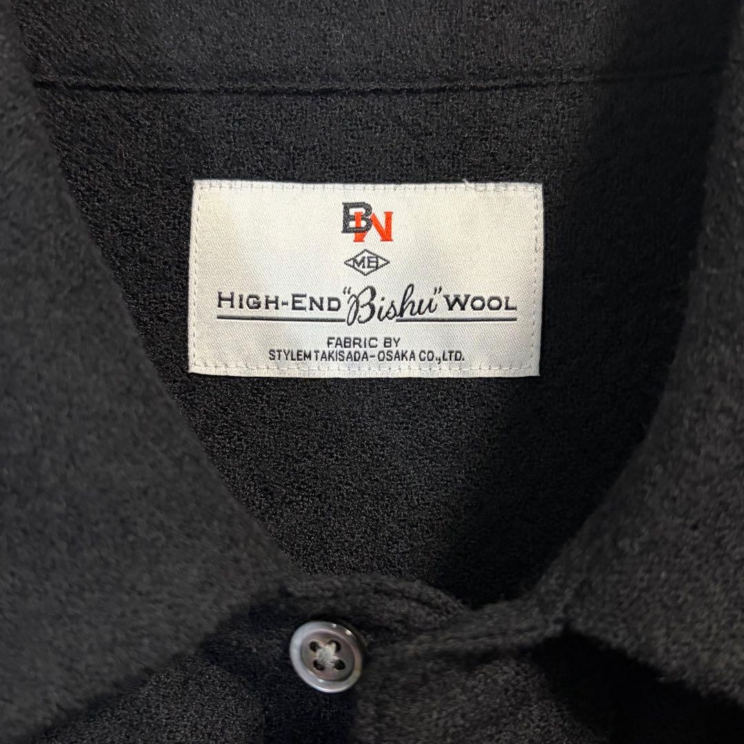 新品未使用】MBハイエンド尾州 2/48ウールガーゼシアーシャツ ブラック