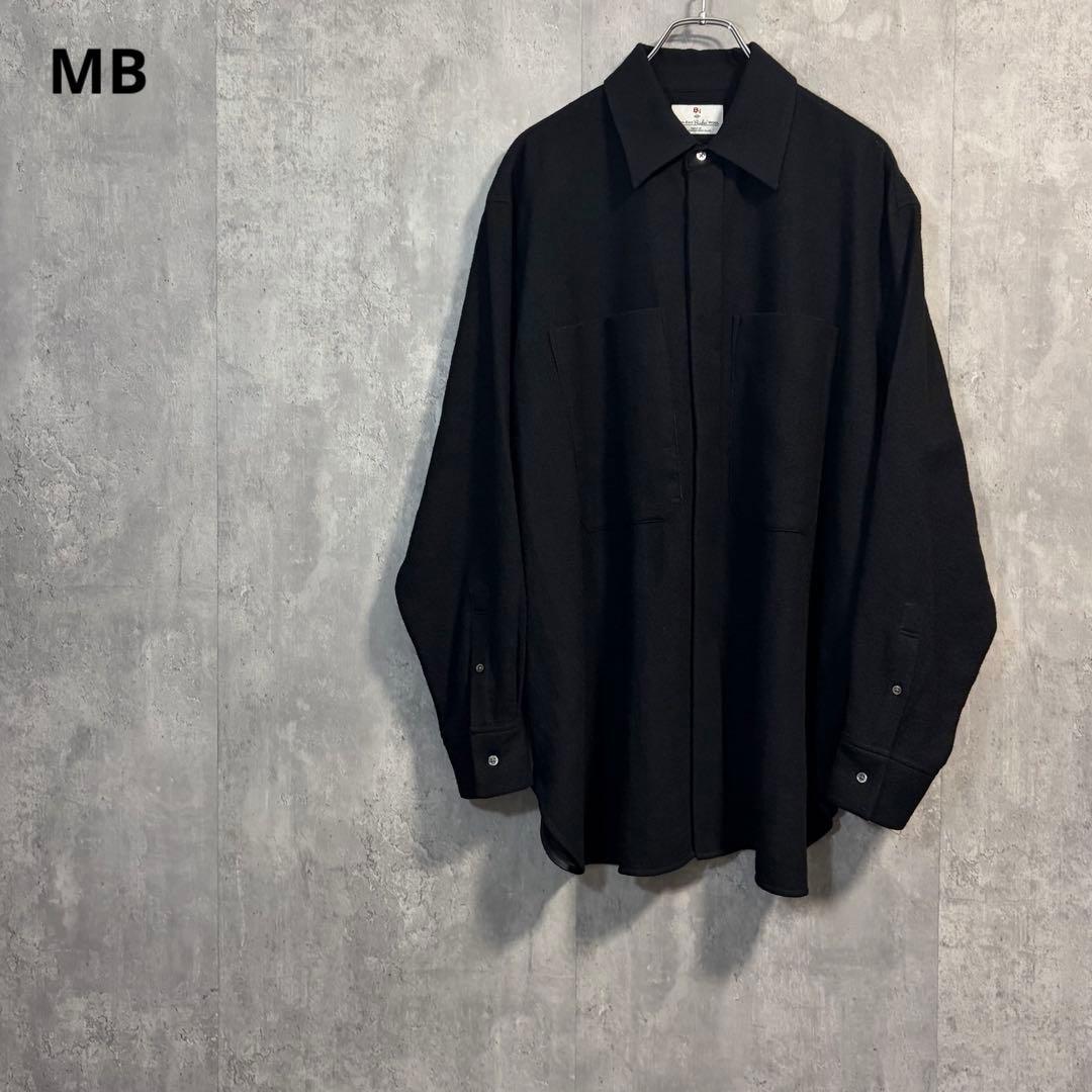 新品未使用】MBハイエンド尾州 2/48ウールガーゼシアーシャツ ブラック