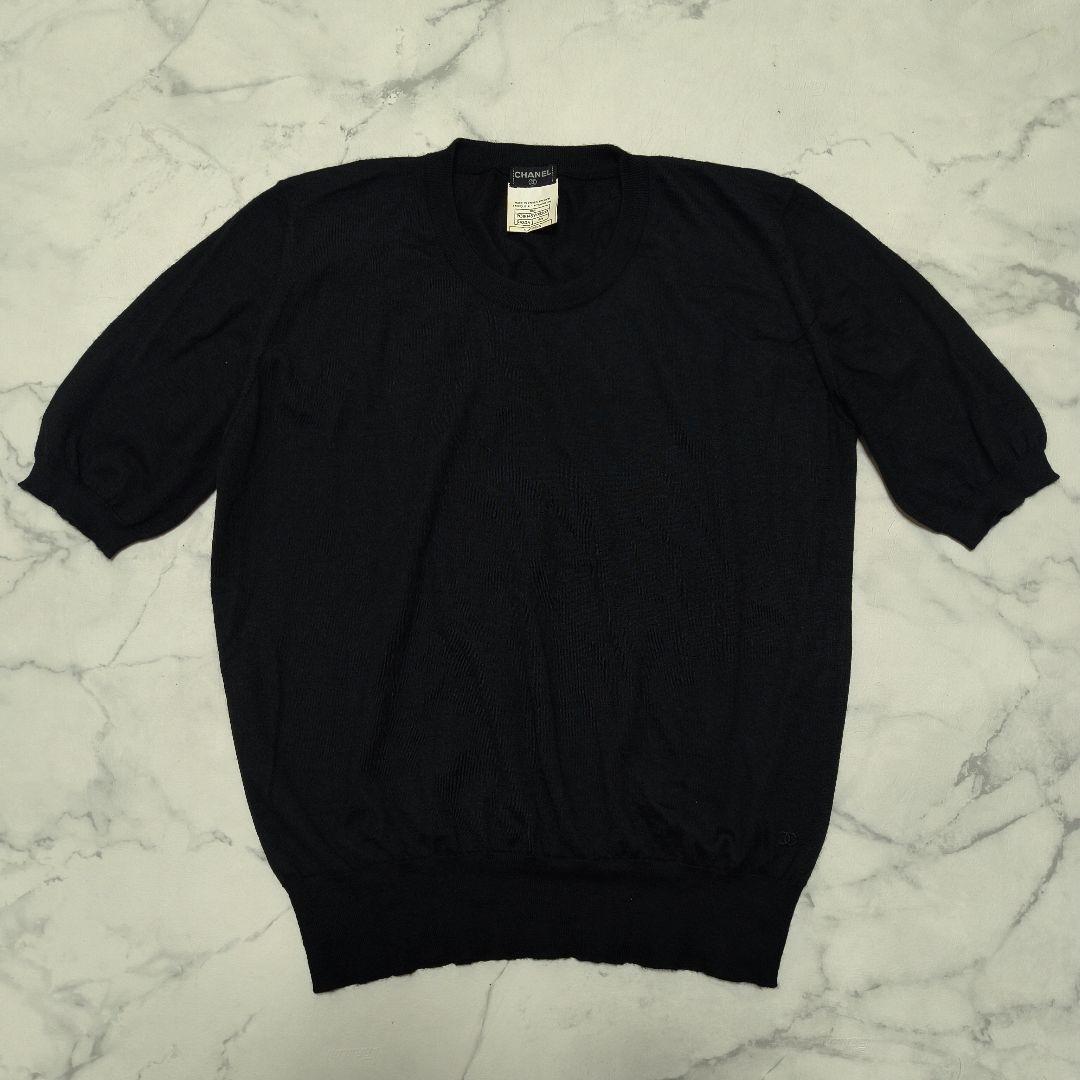 CHANEL ブラック 半袖ニット 46 - メルカリ