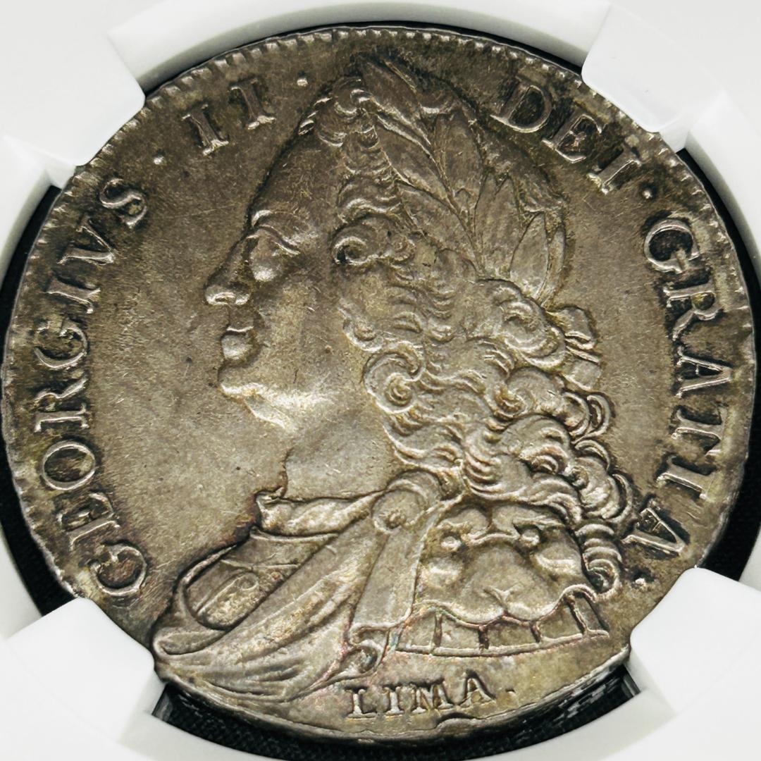 【超希少！】1746 イギリス ジョージ2世 銀貨 LIMA NGC AU53