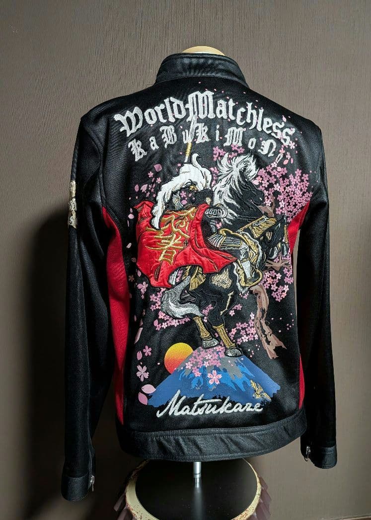《ほぼ未使用》戦武×雅結コラボ　シングル ライダース　刺繍 スカジャン