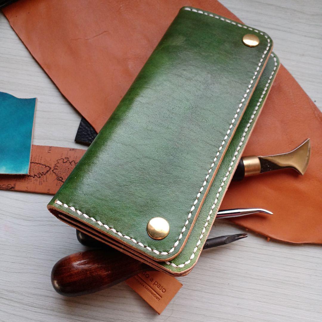 トラッカーウォレット ロング ハンドメイド グラデーション オリーブ