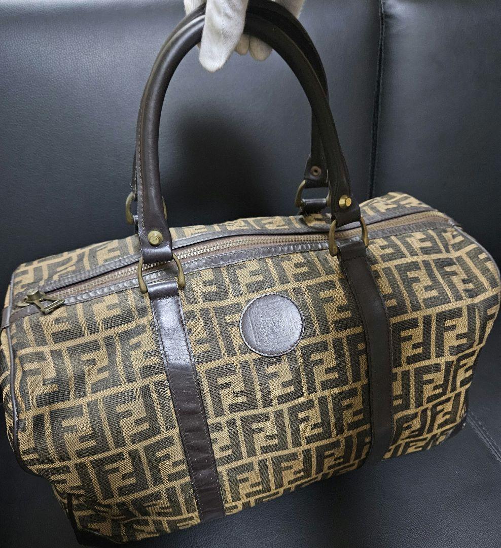 【良品】FENDI フェンディ ボストンバッグ FFズッカ 旅行用 ヴィンテージ