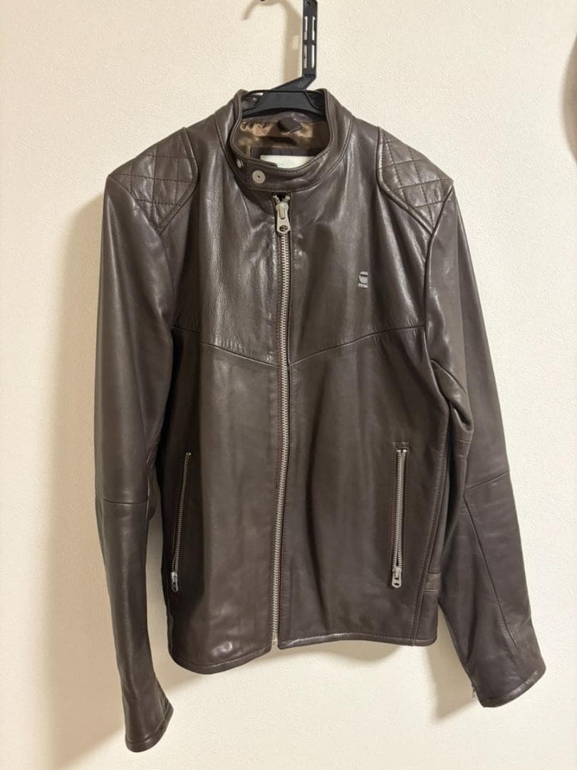 【Bamiki】Gstar raw ジースター レザーライダーズジャケット G-STAR RAW 革ジャン ライダース Biker Leather Jacket/シングルレザー