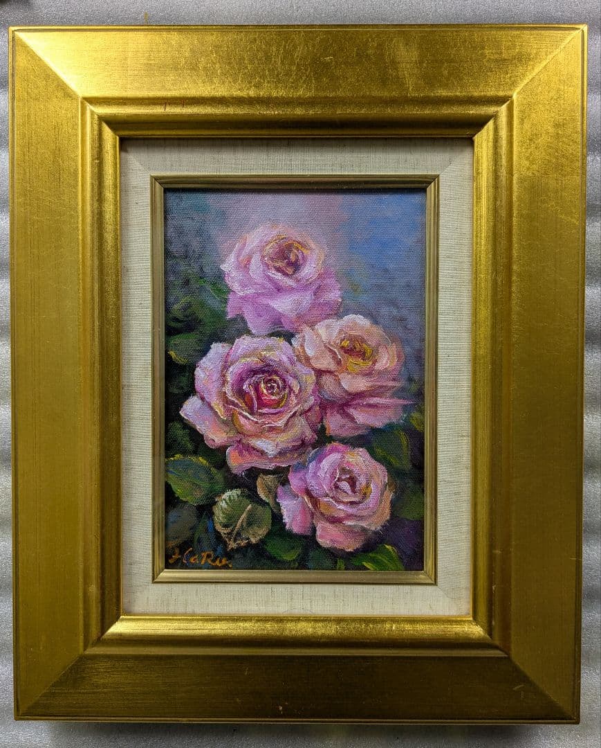 画家haru油彩画★サムホ―ル★薔薇★肉筆画＊一点物＊静物画★