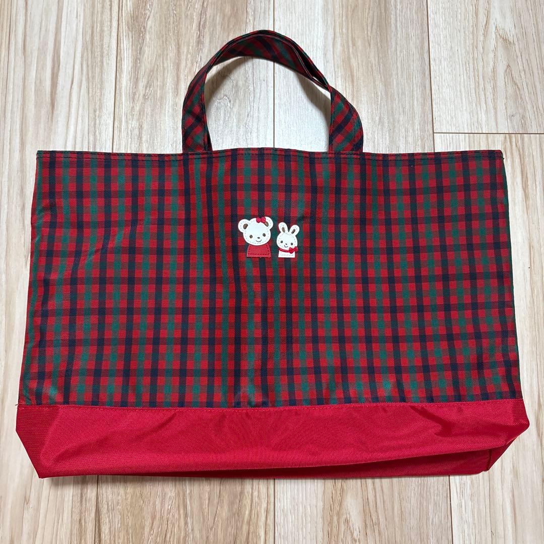 ファミリア　familiar レッスンバッグ　赤チェック