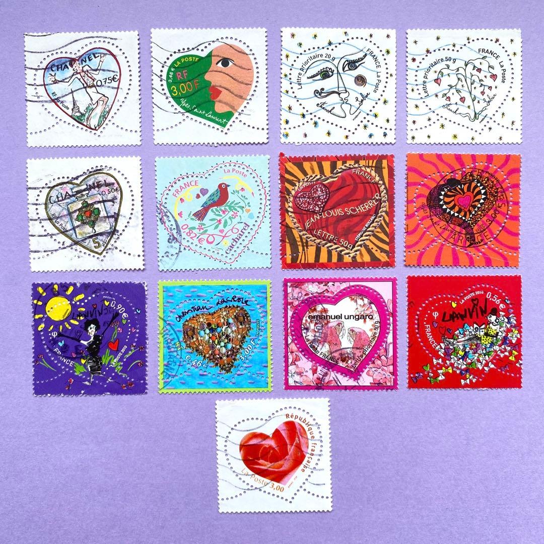 France バレンタイン ハート フランス切手 外国切手 外国古切手 使用