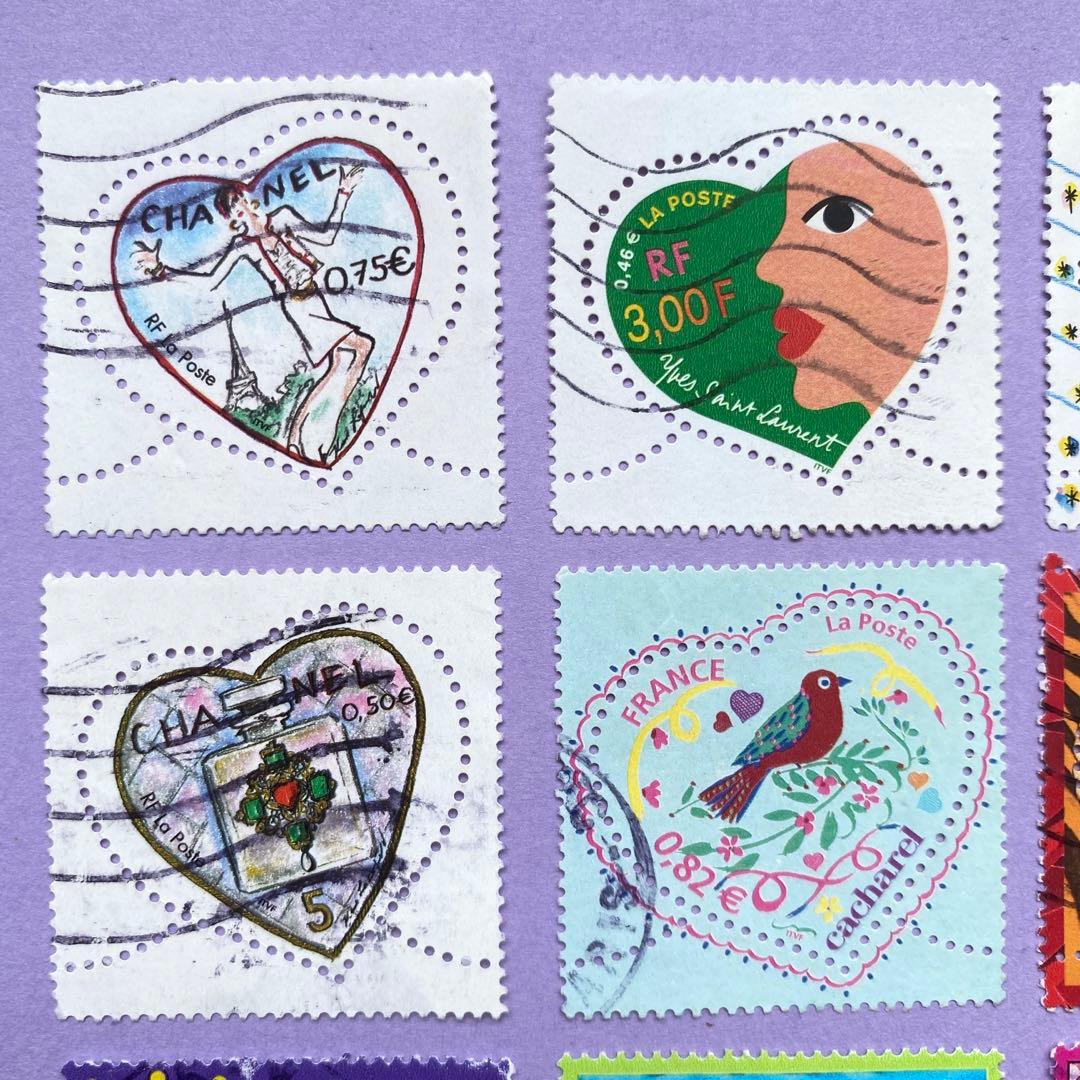 France バレンタイン ハート フランス切手 外国切手 外国古切手 使用
