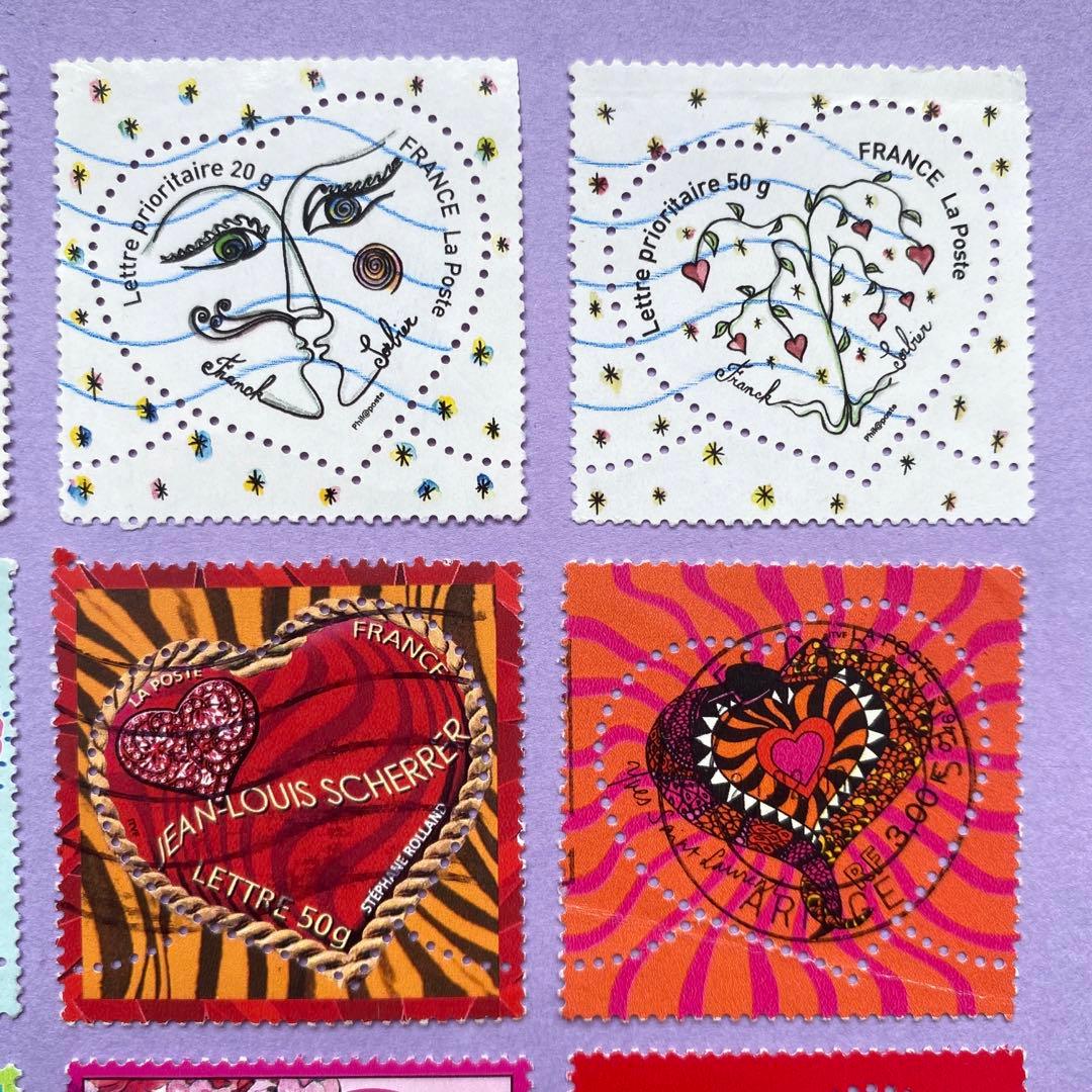 France バレンタイン ハート フランス切手 外国切手 外国古切手 使用