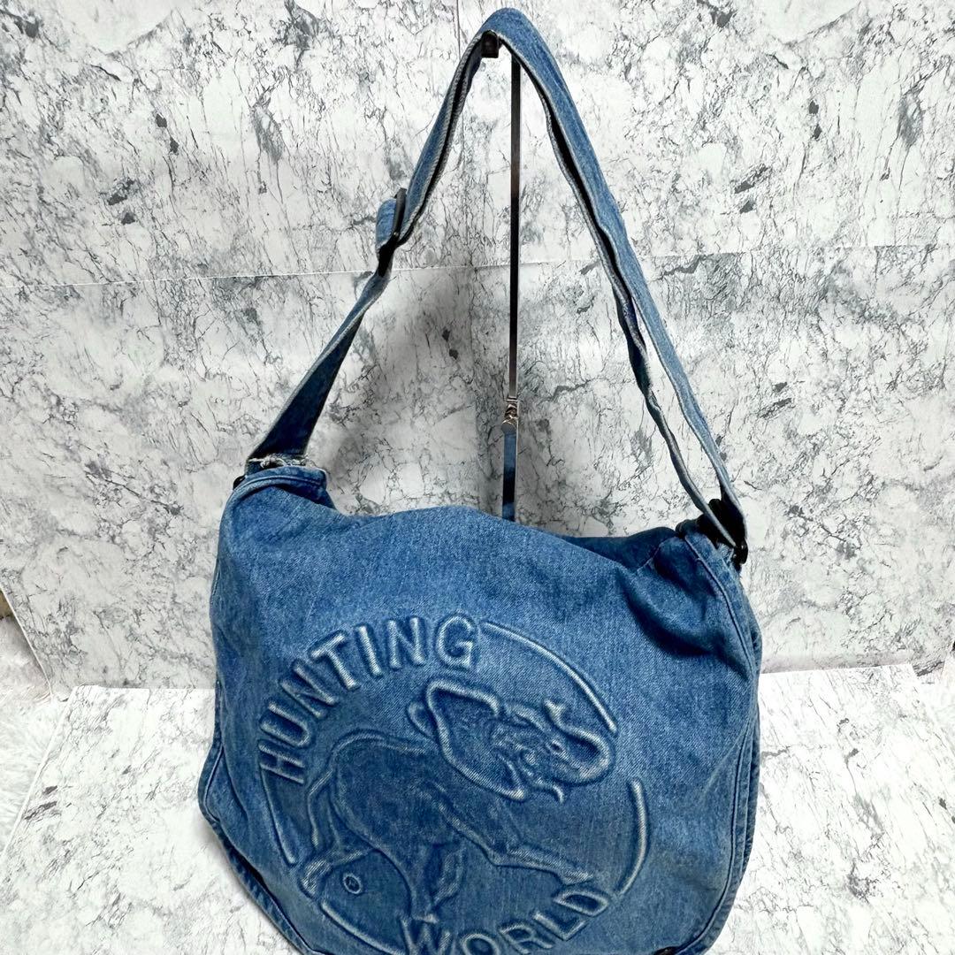極美品】ハンティングワールド ショルダーバッグ デニム ロゴ USA製