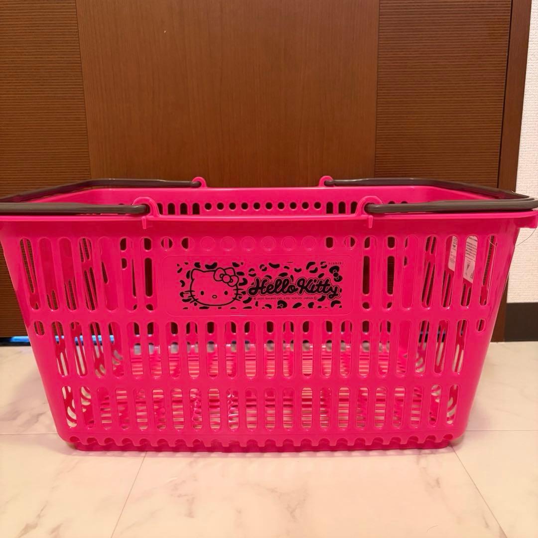 ハローキティ ピンク ショッピングバスケット　お買い物かご アベイル ヒョウ柄