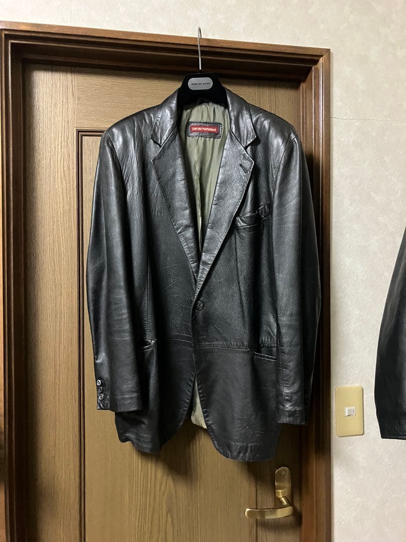 emporio armani 90s ラムレザーテーラードジャケット