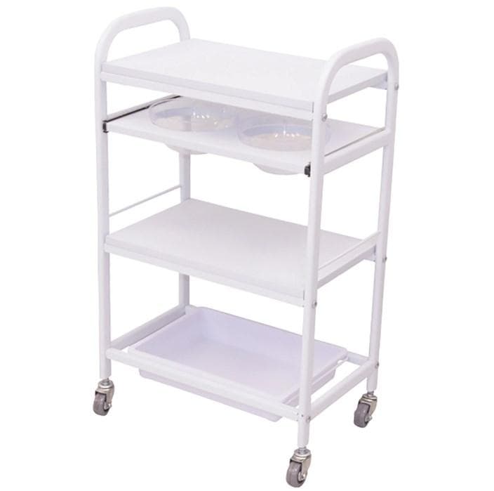 【美品】ボール付エステワゴンⅡ ホワイト キャスター付き トレイ ボウル 綺麗