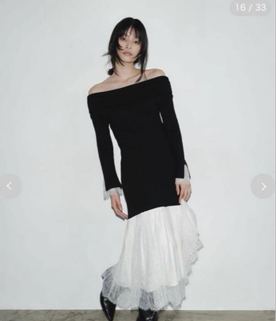 FRAY.ID レースニットドッキングワンピース