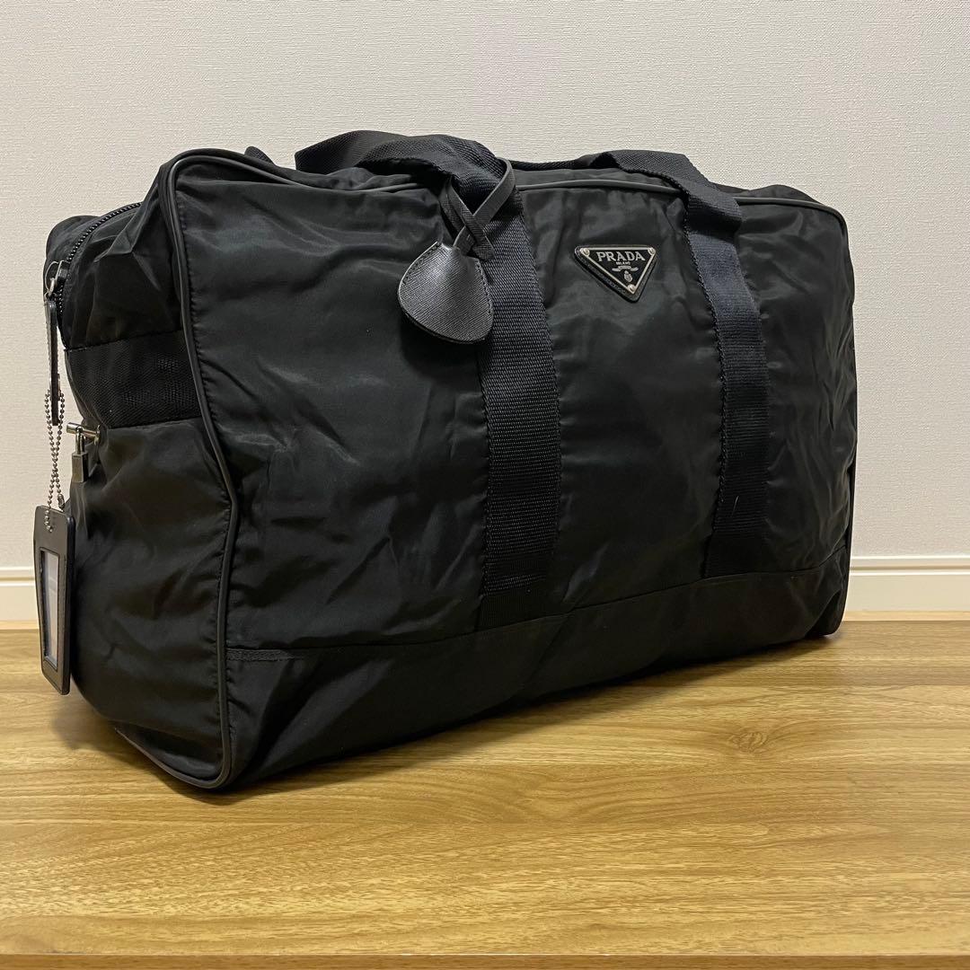 《美品》PRADA（プラダ）ナイロン×レザー ボストンバッグ ブラック 黒
