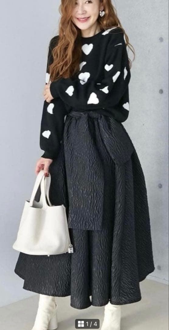 一度のみ着用✳︎obli✳︎ジャガードリボンフレアスカート