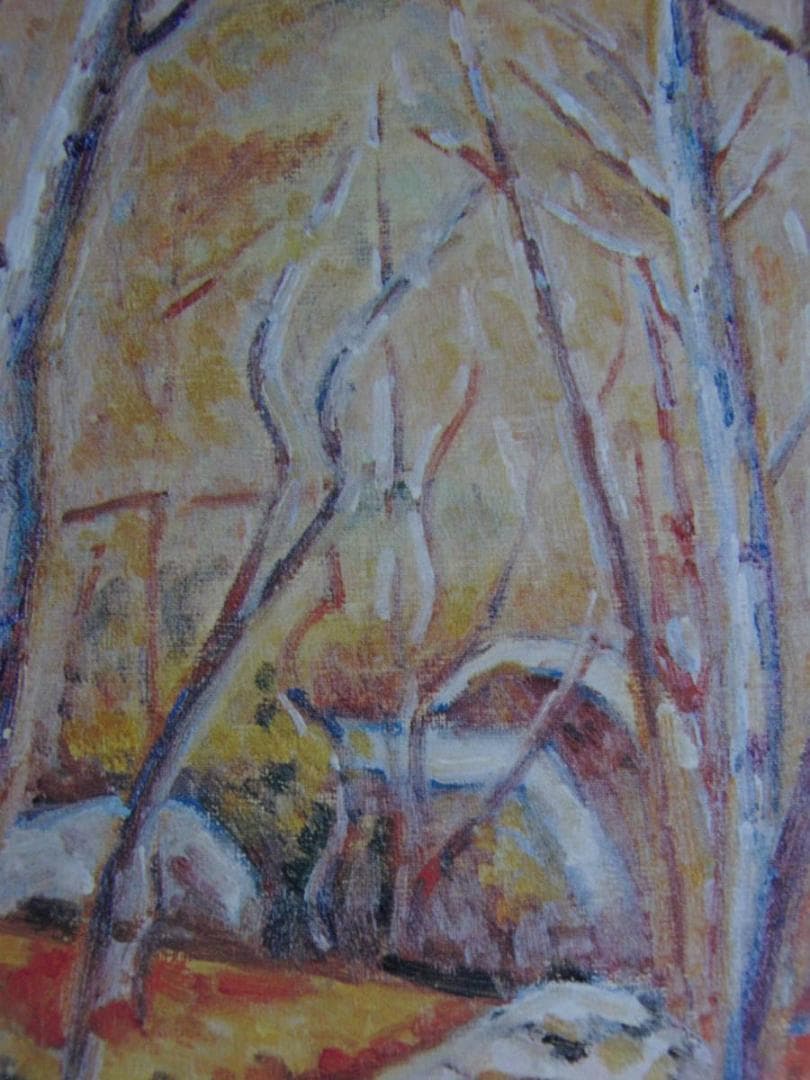 大久保作次郎、【木立】、希少な額装用画集より、新品額装付、状態良好