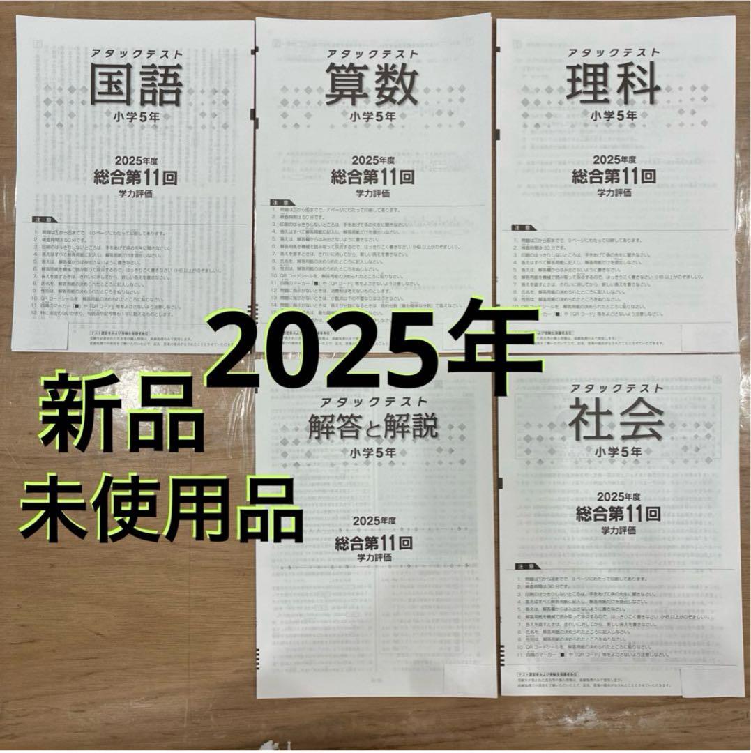 5年 11回 2025年 学力評価 国語 算数 理科 社会 解答アタックテスト