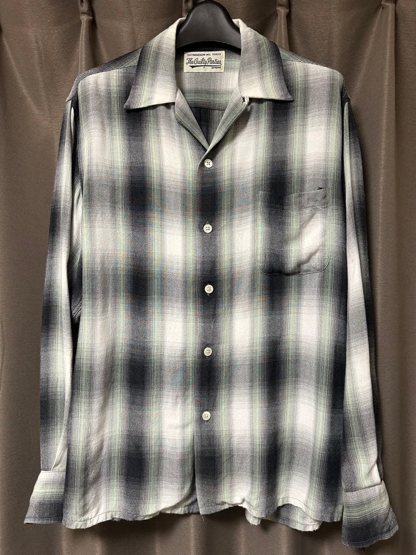 Wacko Maria Ombre 長袖シャツ グレー系　ミント　チェック OMBRE CHECK OPEN COLLAR SHIRT L/S | WACKO MARIA(ワコマリア