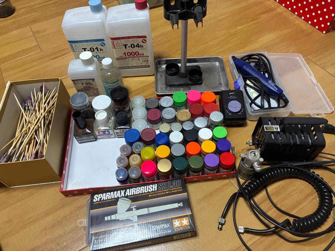 模型制作用品　エアブラシ、塗料、ハンドポリッシャー等（ジャンク出品） ウォッシュフリーエアブラシセット (エアブラシ) - ホビーサーチ 工具
