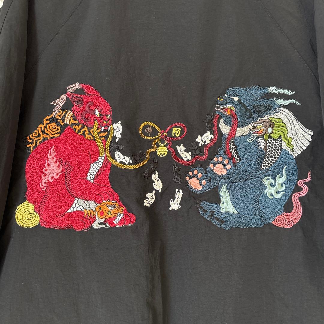 グラニフ 石黒亜矢子 コラボ スカジャン風 ブルゾン 刺繍 阿吽 猫