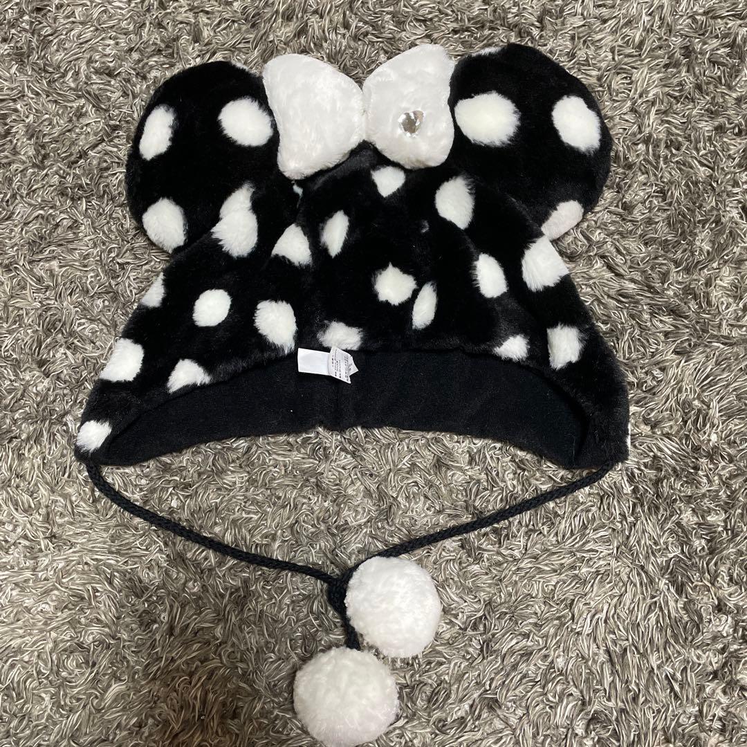 ミニーちゃん ドット水玉模様ファンキャップ 黒 ディズニーランド