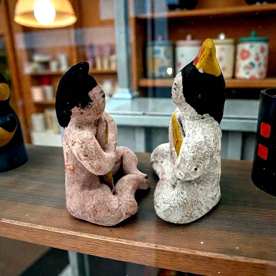 1960年代大阪府郷土玩具 堺湊焼 住吉人形【裸雛】手捻り土人形 津塩