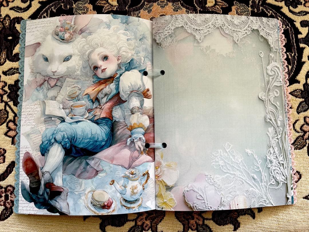 ハンドメイド☆ジャンクジャーナル雑記帳(アリスとウサギ) 束帳 - メルカリ