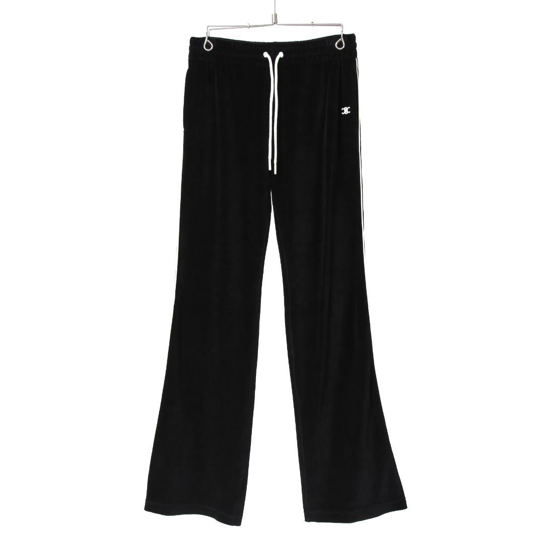 CELINE トリオンフ 刺繍 ベルベット トラックパンツ ベロア ジャージ 中古・古着通販】CELINE (セリーヌ) トリオンフベロアフレアトラック