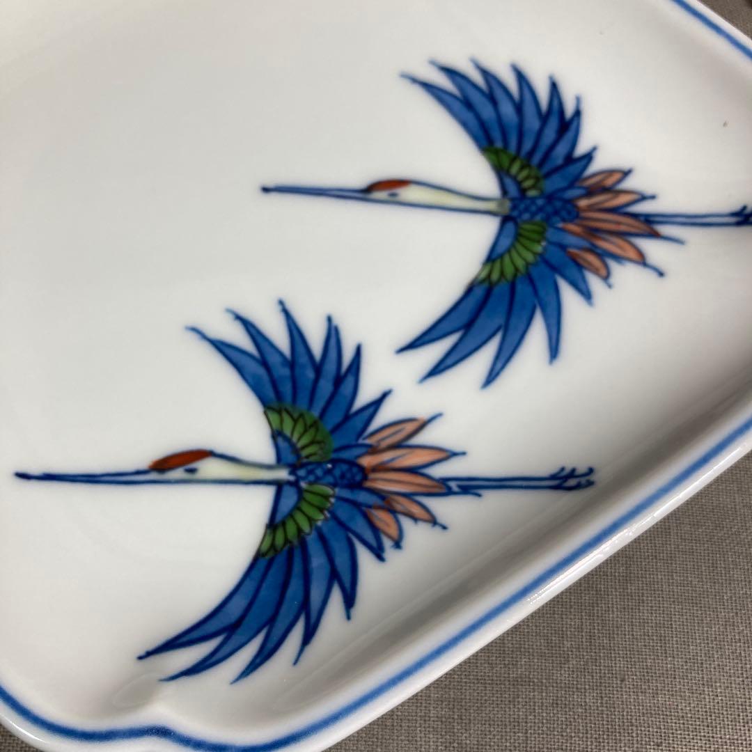 源右衛門】古伊万里の伝統 日本の名窯 舘林源右衛門作 染錦双鶴文 菱形