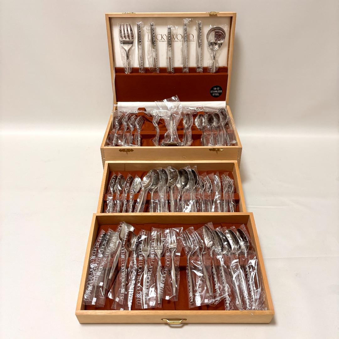 【新品・未使用品】ラッキーウッド カトラリーセット 50pc 5客用