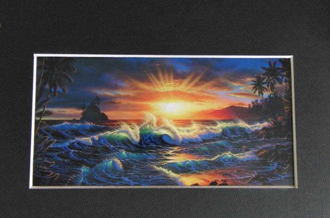 クリスチャン・ラッセン、【ハワイアン　ドーン】、希少な額装用画集より