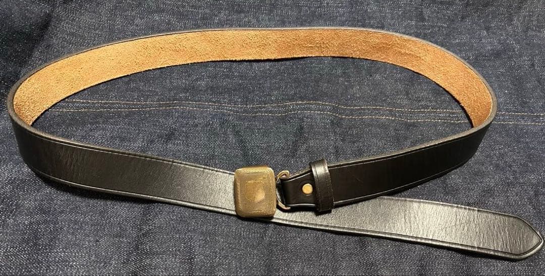 RRL ベルト W34 黒 ダブルアールエル) RRL イタリア製 レザー ダブル Oリング ベルト