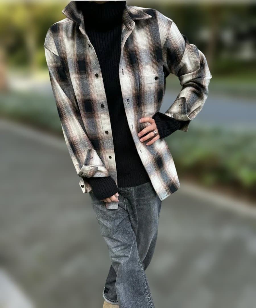 【タグ付き】ok.soon オクスン フランネルチェックシャツ