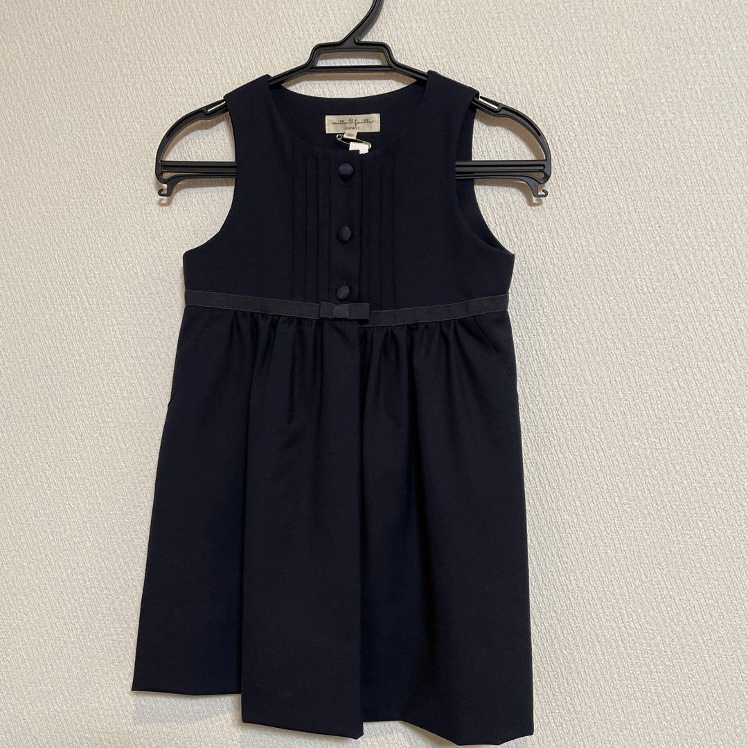 美品！ミルフィーユ　familiar お受験ワンピース95 カーディガンおまけ付 M Maglie le cassetto》バイカラーニットワンピース｜M Maglie le