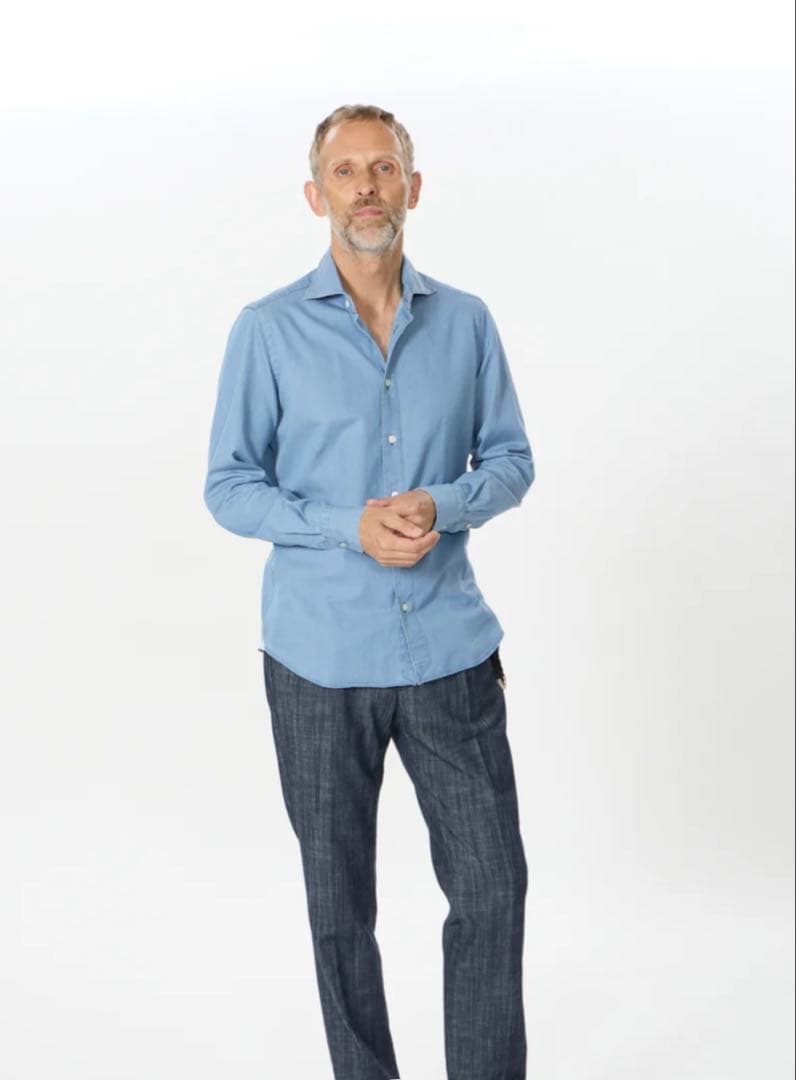 Finamore デニムシャツ/SIMONE(シモーネ) ユーズドブルー XL