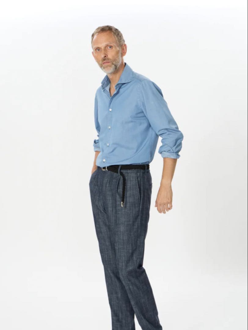 Finamore デニムシャツ/SIMONE(シモーネ) ユーズドブルー XL