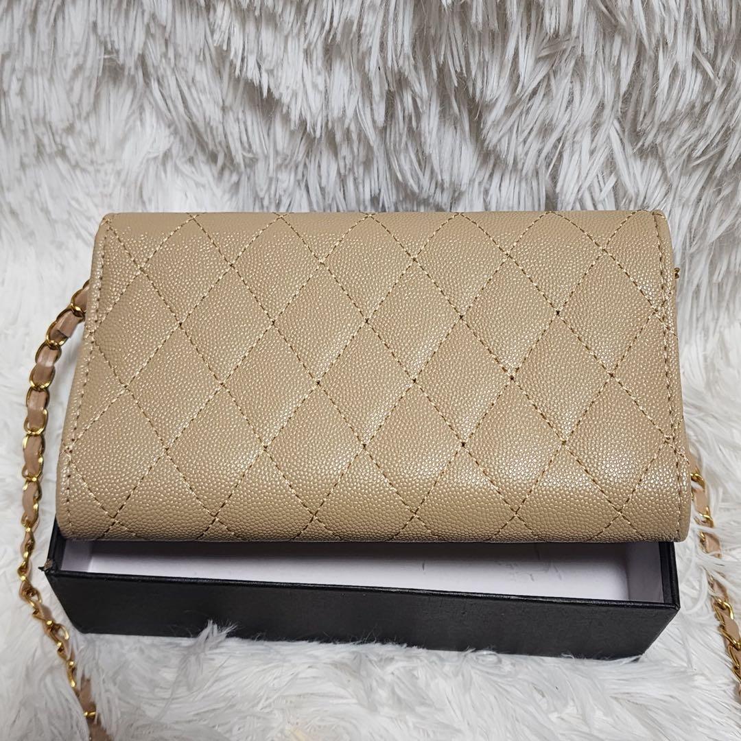 CHANEL チェーンウォレット ショルダー 長財布 ベージュ - メルカリ