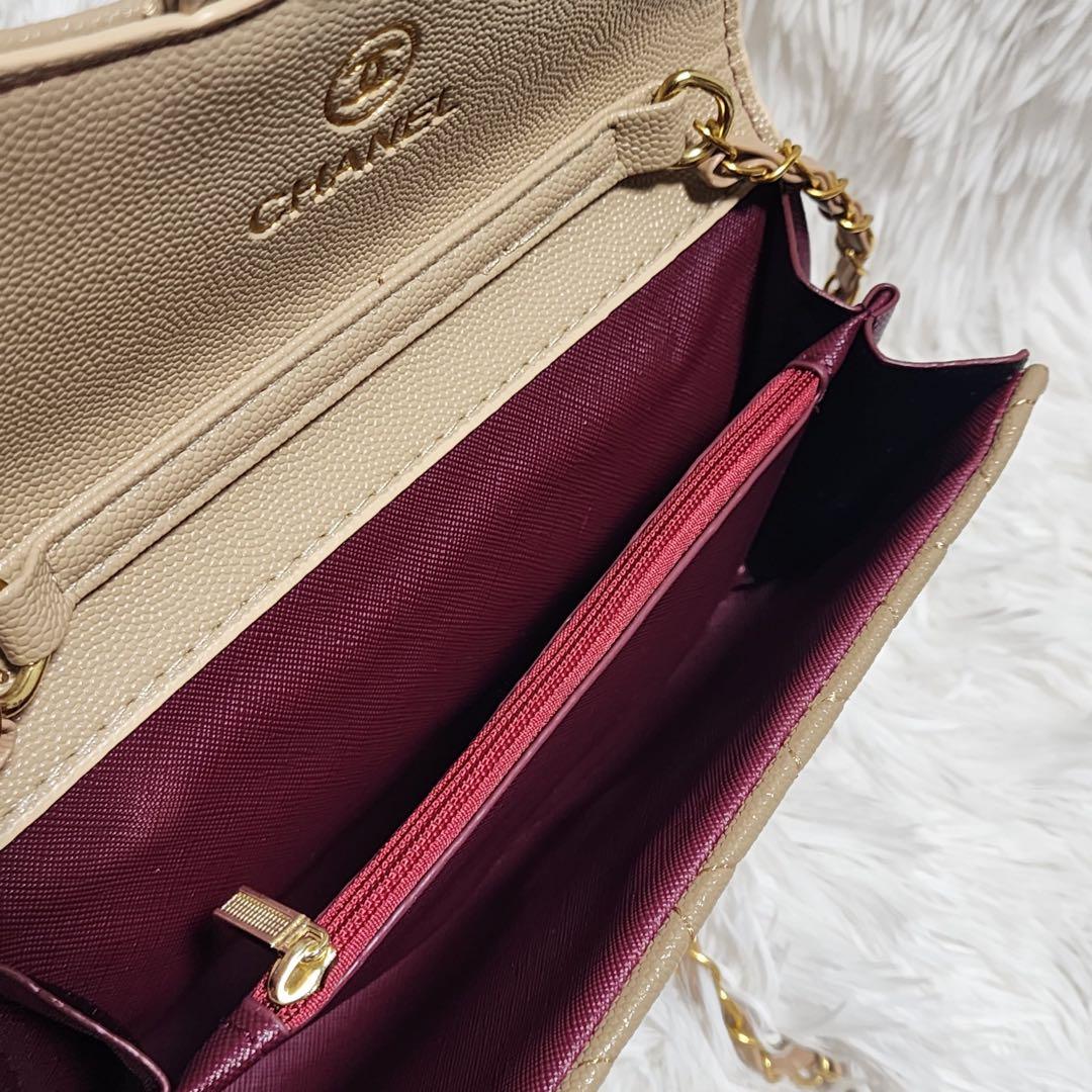 CHANEL チェーンウォレット ショルダー 長財布 ベージュ - メルカリ