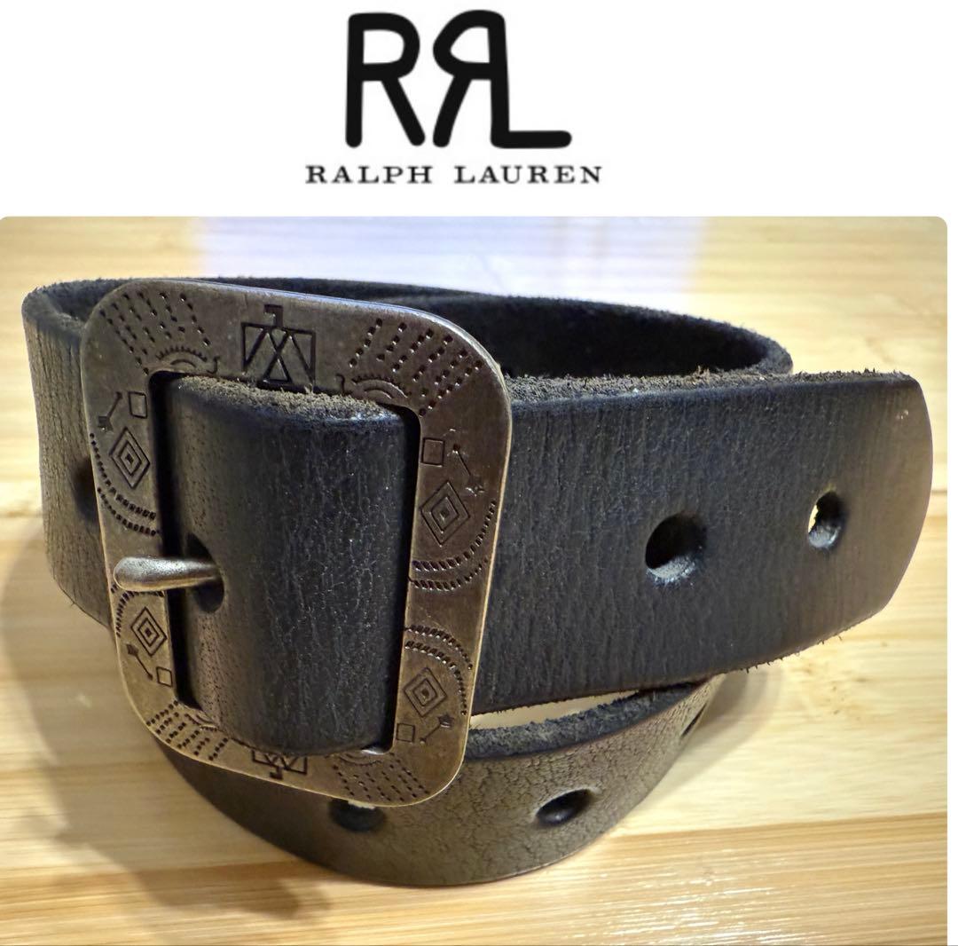 ⭐️美品⭐️RRL⭐️ネイティブバックル⭐️肉厚ブラックレザー ⭐️ベルト