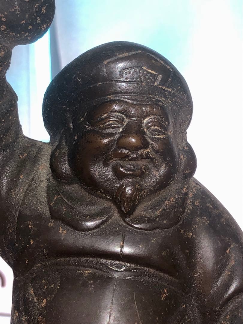 撫で大黒さん　鉄製 破顔一笑の大黒天約40cm 銘入林作 最終50%off