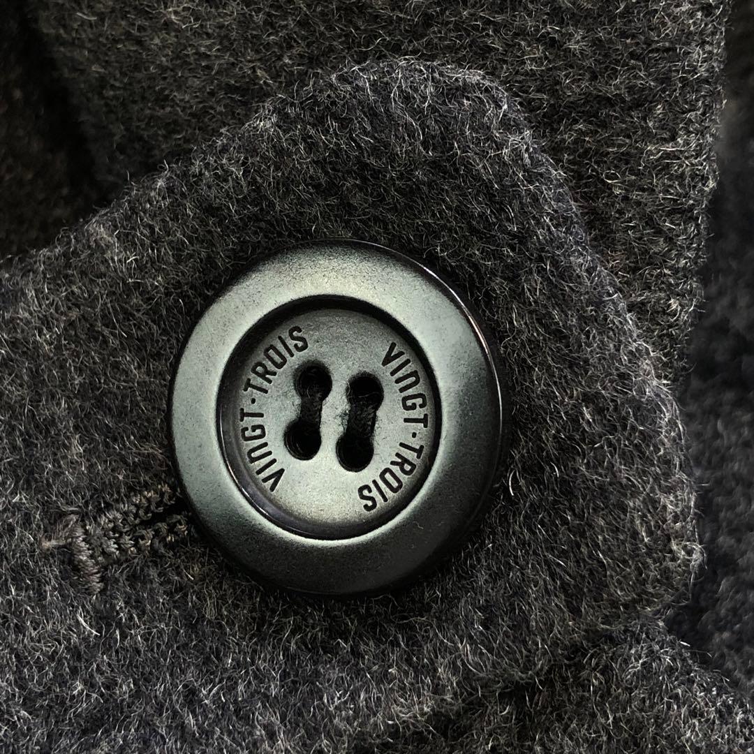 23区 ダッフルコート ウール混 裏地チェック ロング フード 40 L