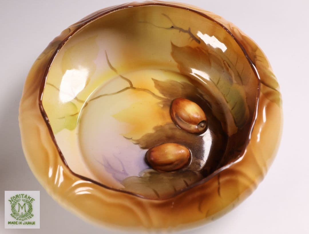 【CM291】オールドノリタケ 鉢 皿 19cm 1918年 ナッツ 陶磁器 ノリタケ オールドノリタケ グリーン地金盛り薔薇絵 水差し ピッチャー