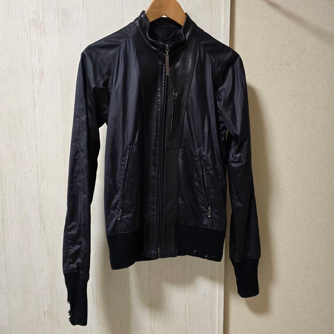 ヴィリジアン レザー＆ナイロン 切り替え ライダース 2/M