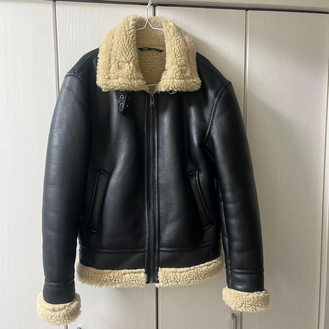 ズ】ZARAザラ ボンバームートンジャケット フェイクレザー ボア