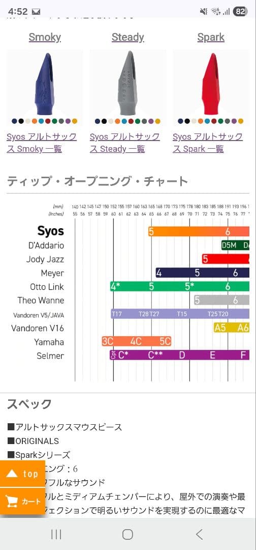 新品！Syos アルトサックス マウスピース Spark 6 ハイバッフル - メルカリ