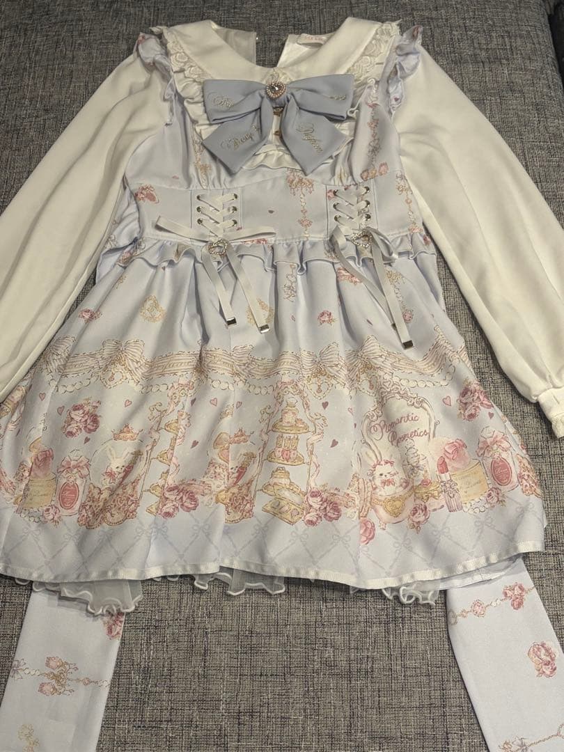 LIZLISA ワンピース ロマンティックコスメ柄 水色